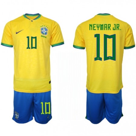 Fotbalový Komplet Brazílie Neymar Jr 10 Dětské Domácí Mistrovství Světa 2022 Krátký Rukáv (+ trenýrky)